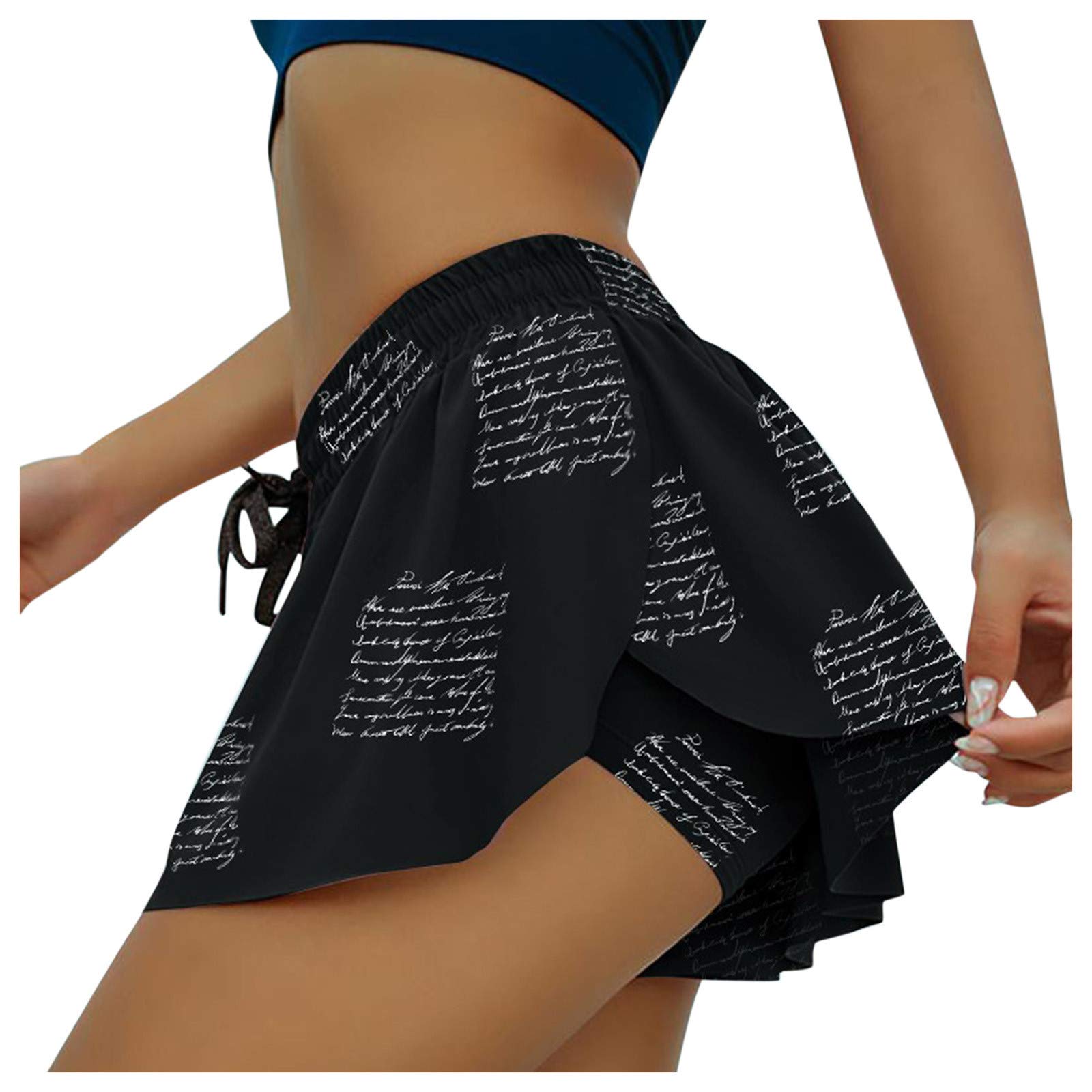 BODOAO Women's 2-in-1 Running & Yoga Shorts - Quick Dry Double Layer Athletic Shorts with Drawstring Waist & Flowy Hem for Gym, Workout & Outdoor Activities