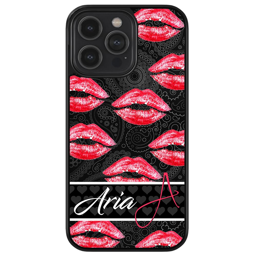 Red Lips Design Shockproof Rubber Phone Case for iPhone 16 Pro Max/15 Pro Max/14 Pro Max/13 Pro Max/12 Pro Max/11/X/8/7 Plus - Trendy Lipstick Print Protective Cover - Perfect for Parties, Dating & Fashion Accessories