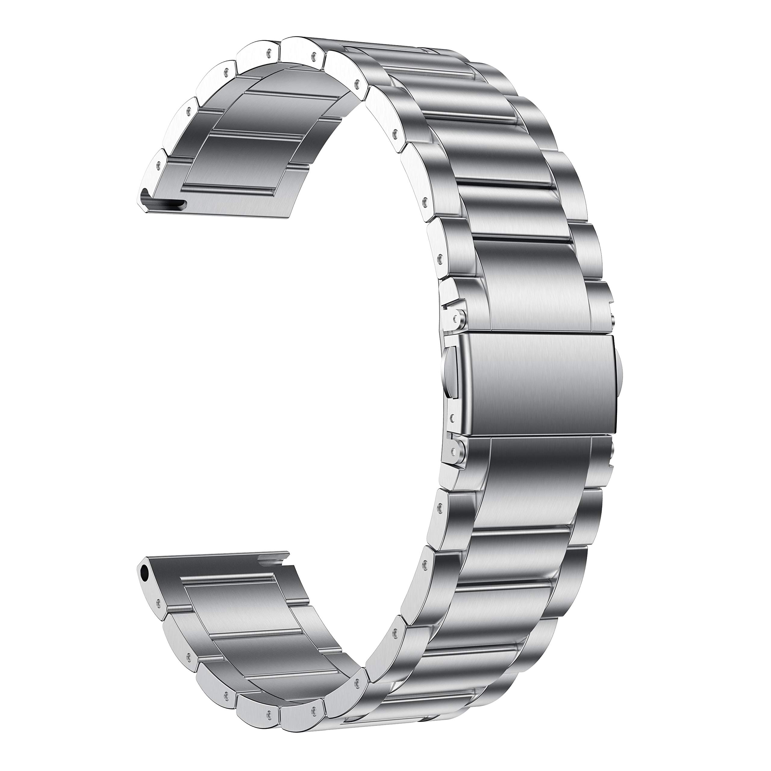 20mm Stainless Steel Watch Band for Garmin Vivoactive 3, Forerunner 645, Forerunner 245, Galaxy Watch 42mm, Galaxy Watch Active 2 40mm/44mm, Galaxy Watch 3 41mm - Durable Replacement Strap for Running, Workouts & Everyday Wear