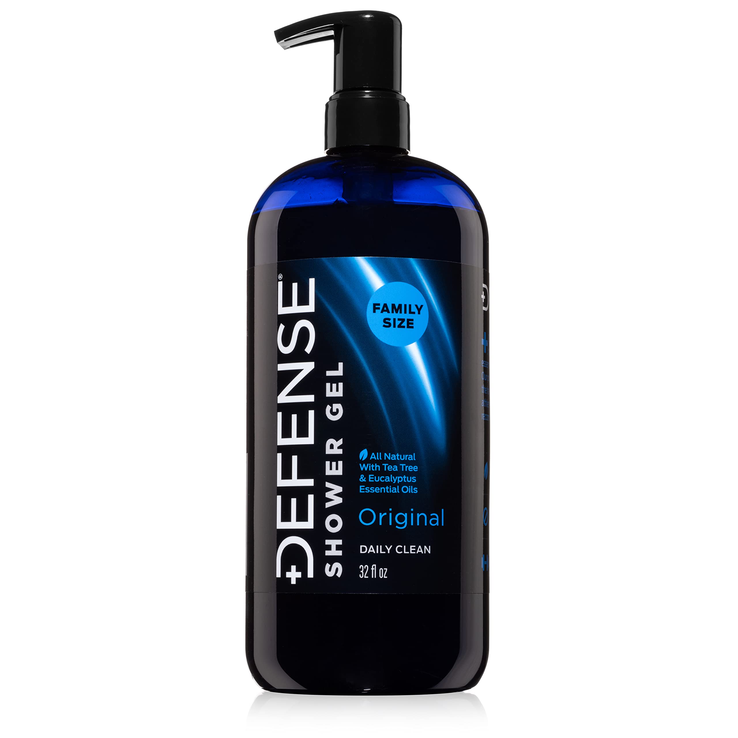 Defense Soap Body Wash 32 oz with 30 Travel Wipes - 100% Natural Tea Tree & Eucalyptus Oil Body Cleanser | Pharmaceutical Grade for Athletes, Gym & Travel Use