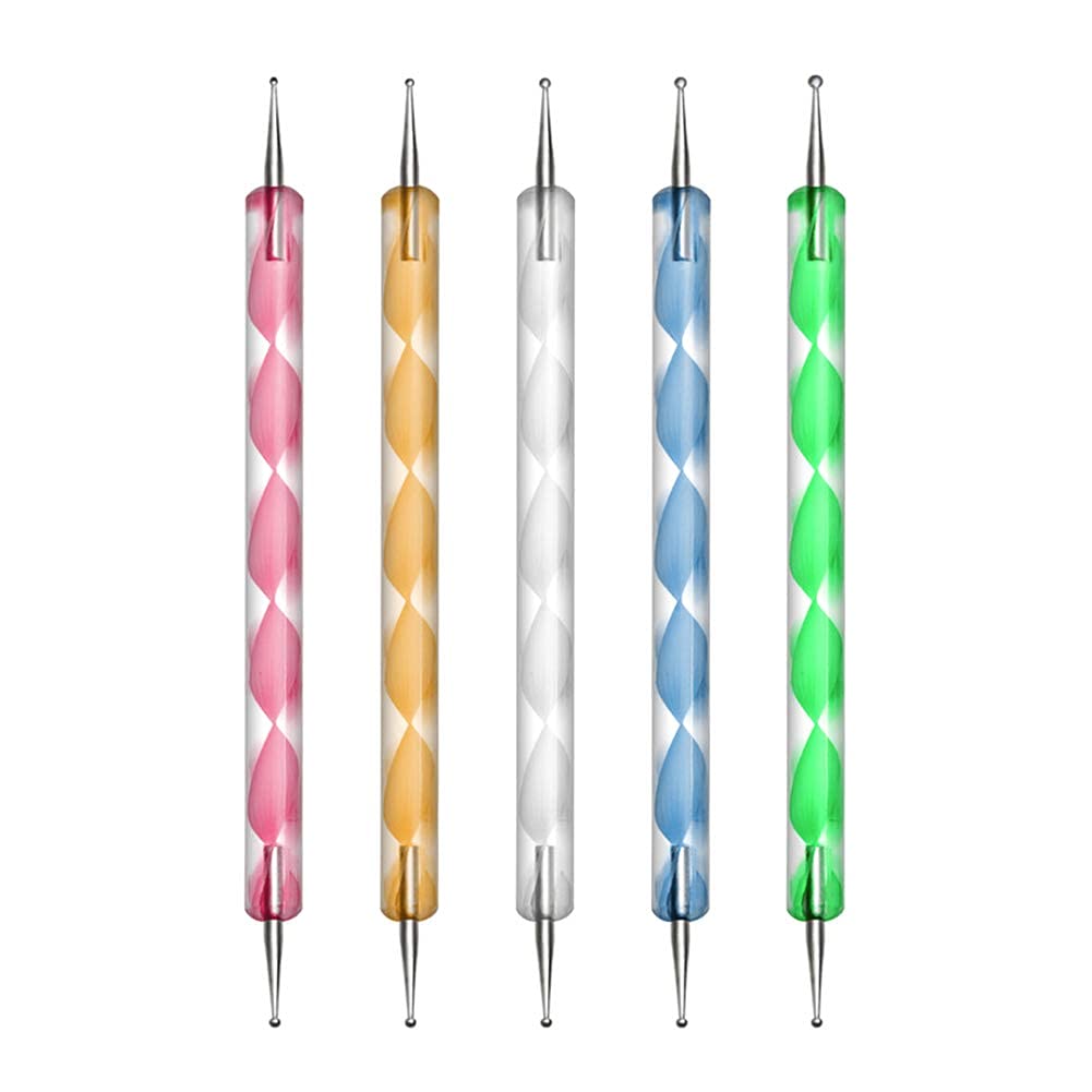 Shidara Professional Nail Dotting Pen Tool Set for Nail Art Designs - 5 Multicolor Dot Paint Tips - Perfect for DIY Manicure, Salon Nail Design & Creative Nail Art Projects