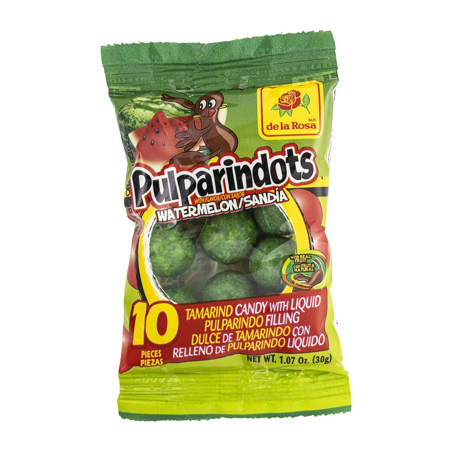 De La Rosa Pulparindo Dots Sandia Watermelon Candy - 12ct Box | Mexican Tamarind Candy for Parties, Snacking & Gifting