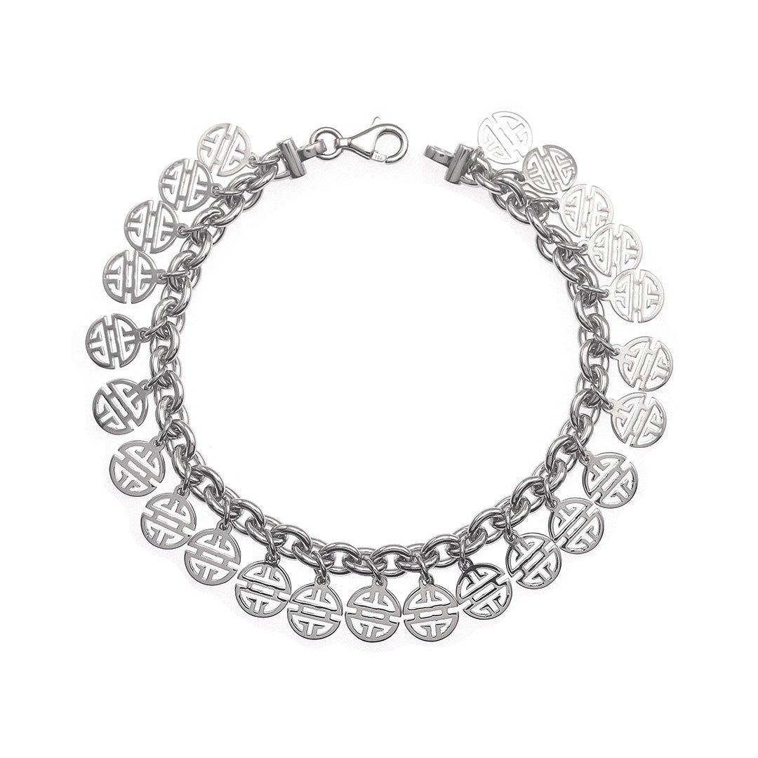 Silver Shou Charm Bracelet - Elegant Chinese Longevity Jewelry for Women - Perfect for Gifts, Weddings & Daily Wear