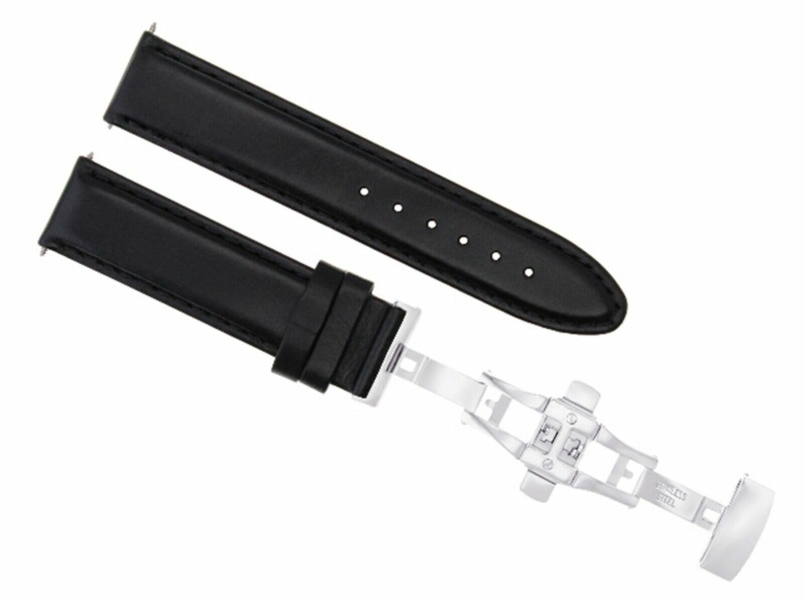 20mm Genuine Leather Watch Band Strap with Clasp - Compatible with Omega Speedmaster Moon 145.012 & 145.022 - Black Replacement Strap for Men's Luxury Watches - Perfect for Daily Wear, Business & Formal Occasions
