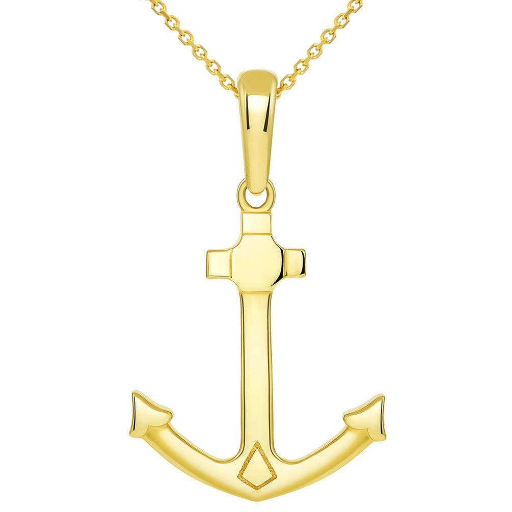 14K Yellow Gold Anchor Pendant Necklace - Nautical Marine Jewelry for Women, Perfect for Gifts, Beach Parties & Everyday Wear