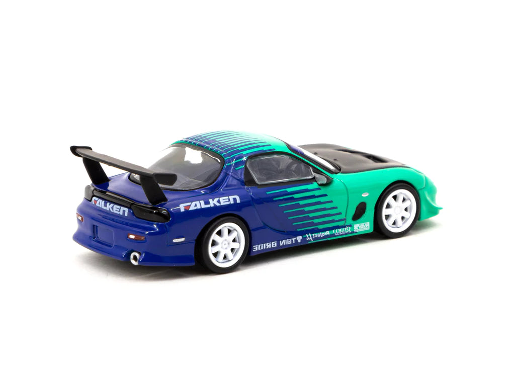 Tarmac Works 1:64 Scale Mazda RX-7 FD3S Falken Edition Diecast Model Car - Perfect for Collectors, Display, and Racing Enthusiasts