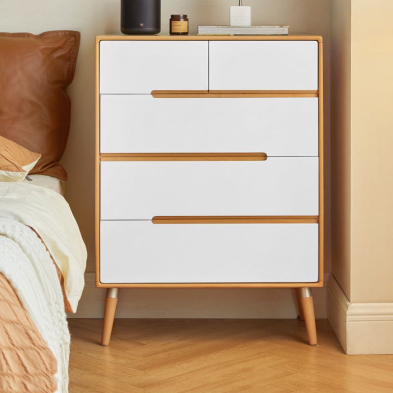 Solid Poplar Wood Chest of Drawers - 5-Drawer Storage Organizer for Bedroom, Living Room & Office | Natural Wood Dresser with Smooth Gliding Drawers