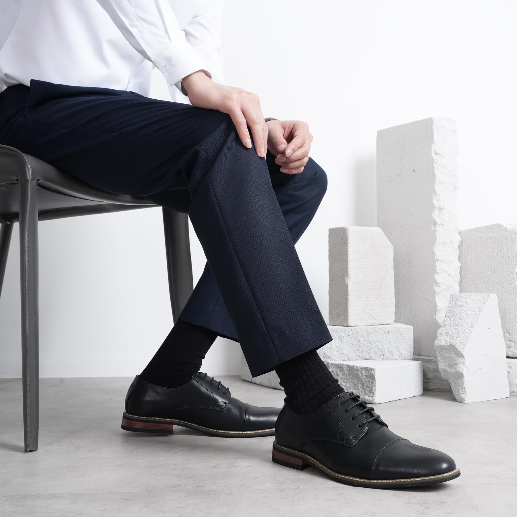 Jousen Men's Wingtip Oxford Dress Shoes - Classic Cap Toe Brogue Business Formal Shoes for Men | Perfect for Office, Weddings & Special Occasions