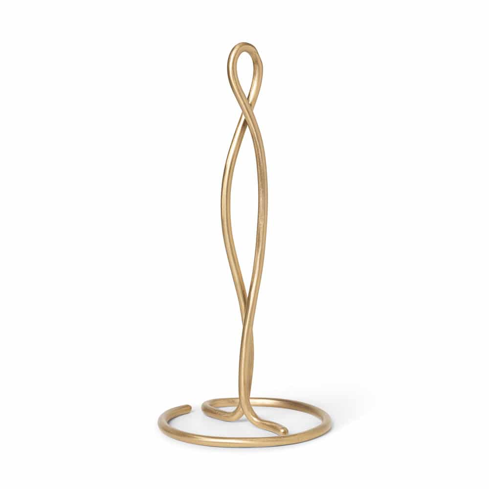FERM LIVING Curvature Brass Paper Towel Holder - Stylish Kitchen & Bathroom Organizer for Modern Homes