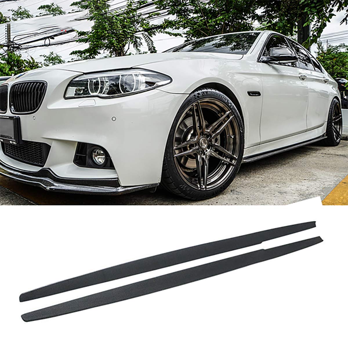 BMW F10 5 Series 2011-2016 Carbon Fiber Style Side Skirt Extension Panel Lip - Enhance Your Car's Sporty Look for Street Racing & Show Cars