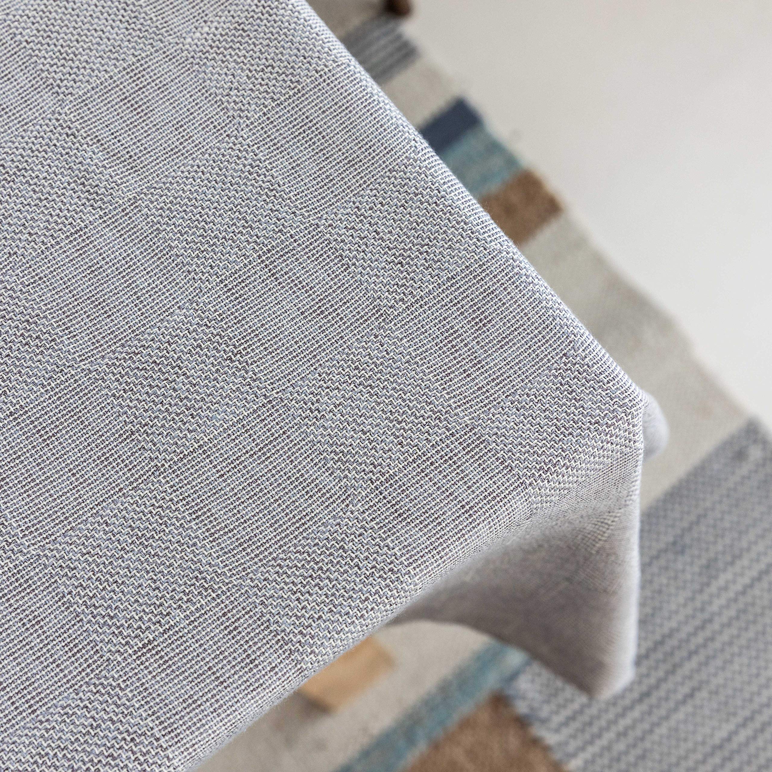 Farmhouse Checkered Tablecloth 52x72 Inch - Light Gray Solid Rectangular Table Cover for Indoor & Outdoor Dining, Parties, Picnics - Washable Cotton Linen Blend for Kitchen, Restaurant, and Event Decor