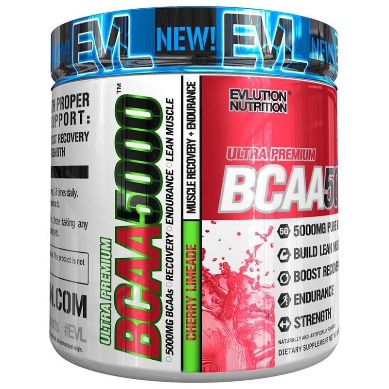 EVLution Nutrition BCAA 5000 Powder - Cherry Limeade Flavor, 249g | Branched Chain Amino Acids Supplement for Muscle Recovery & Workout Performance | Pre & Post Workout Drink for Athletes & Fitness Enthusiasts