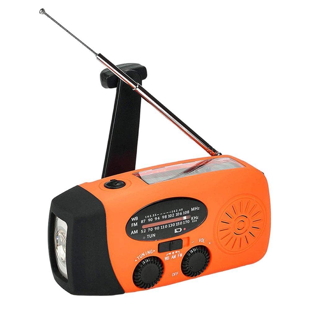 NOAA/AM/FM Emergency Weather Radio with Solar Hand Crank - 1000mAh Power Bank & USB Charging - Portable Survival Radio with SOS Alarm & LED Flashlight for Outdoor Camping, Hiking, and Emergency Preparedness