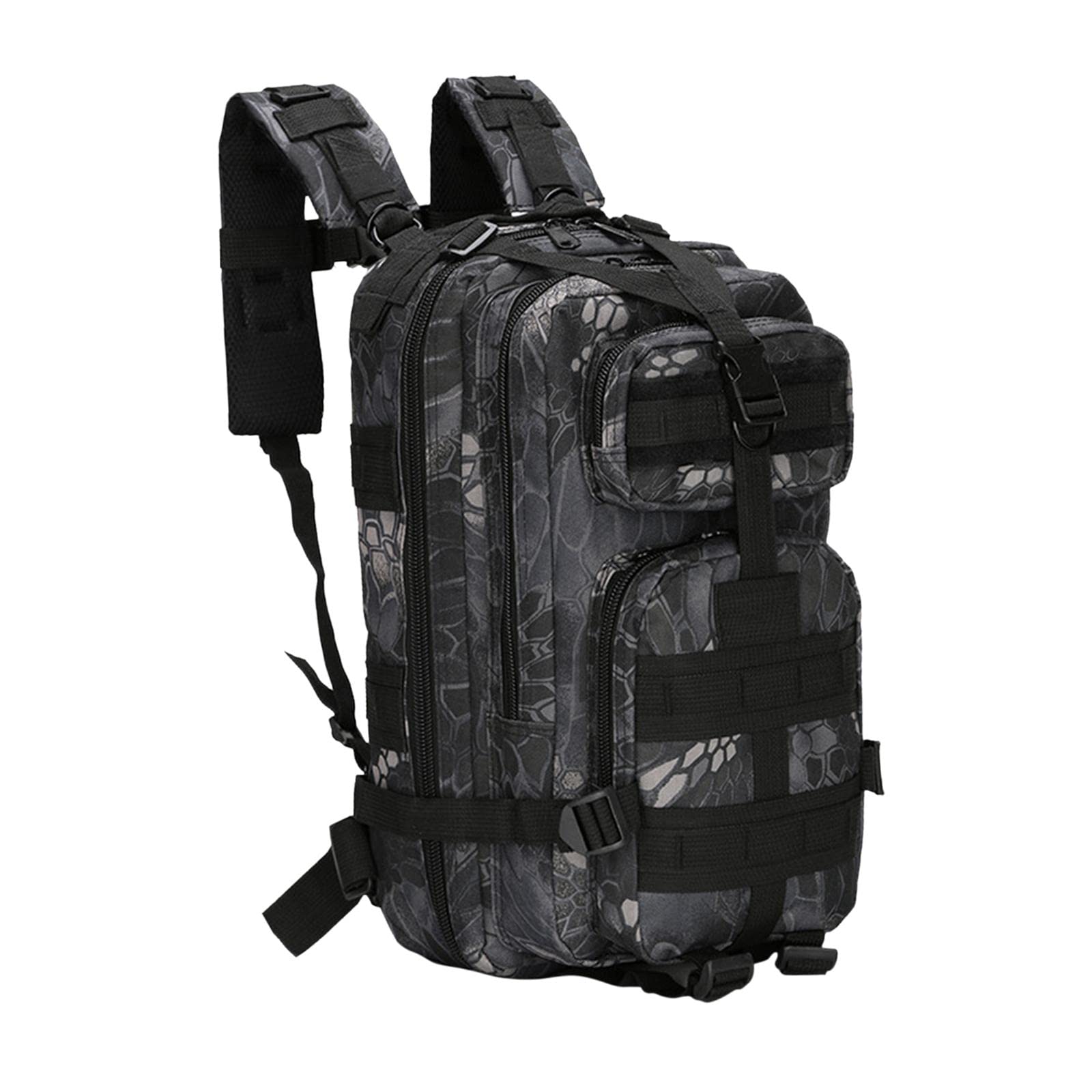 CALANDIS 40L Hiking Backpack - Lightweight Waterproof Travel Rucksack for Camping, Hunting & Outdoor Adventures - Durable Black Geometric Design - Perfect for Day Trips, Trekking & Backpacking