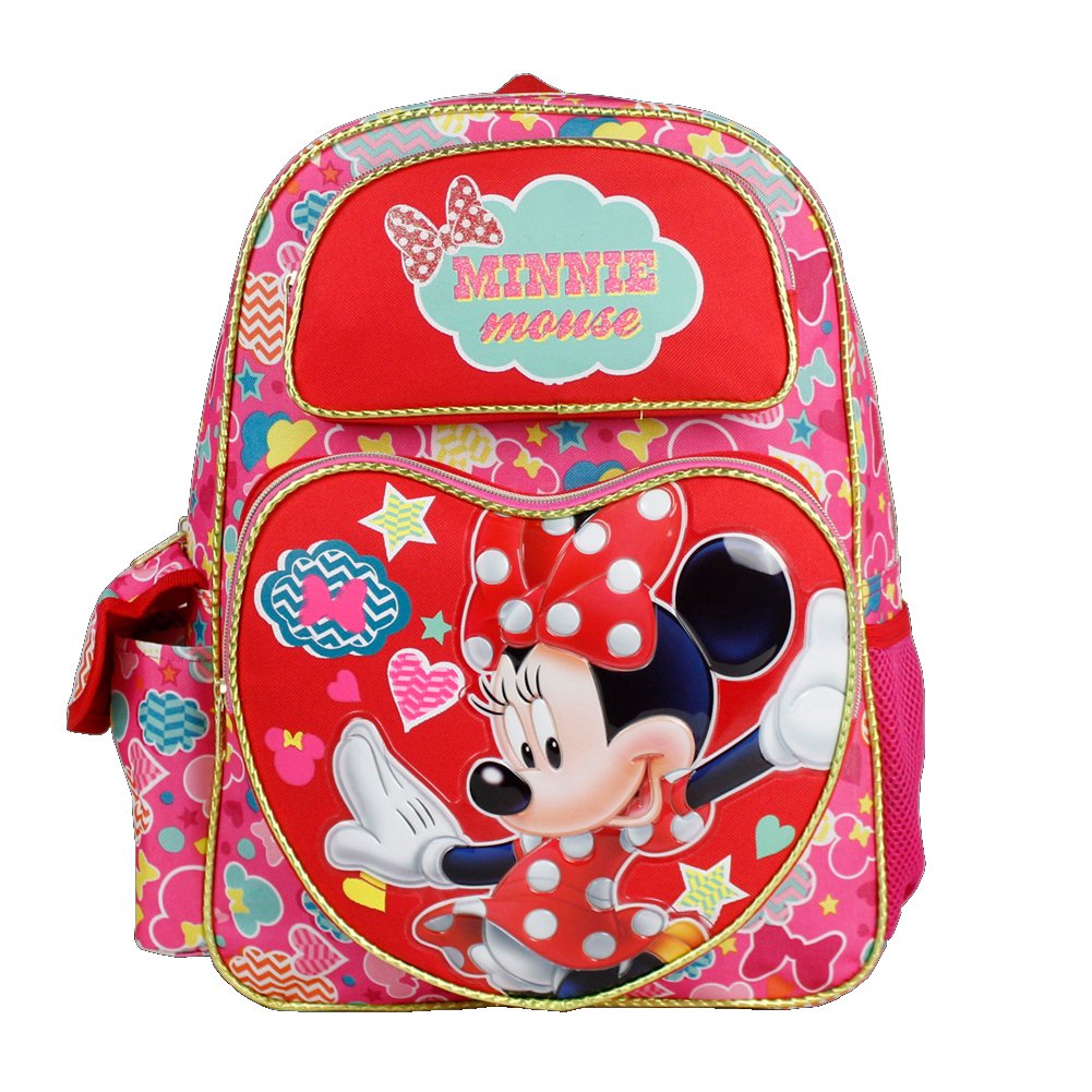 Disney Minnie Mouse 16 Inch Backpack for Girls - Cute Pink School Bag with Bow Design - Perfect for School, Travel & Daily Use