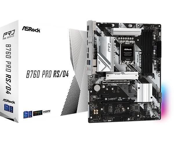ASRock B760 Pro RS/D4 Intel B760 LGA 1700 ATX Motherboard - DDR4, PCIe 4.0, USB 3.2 - Perfect for Gaming PCs, Workstations & Home Office Builds