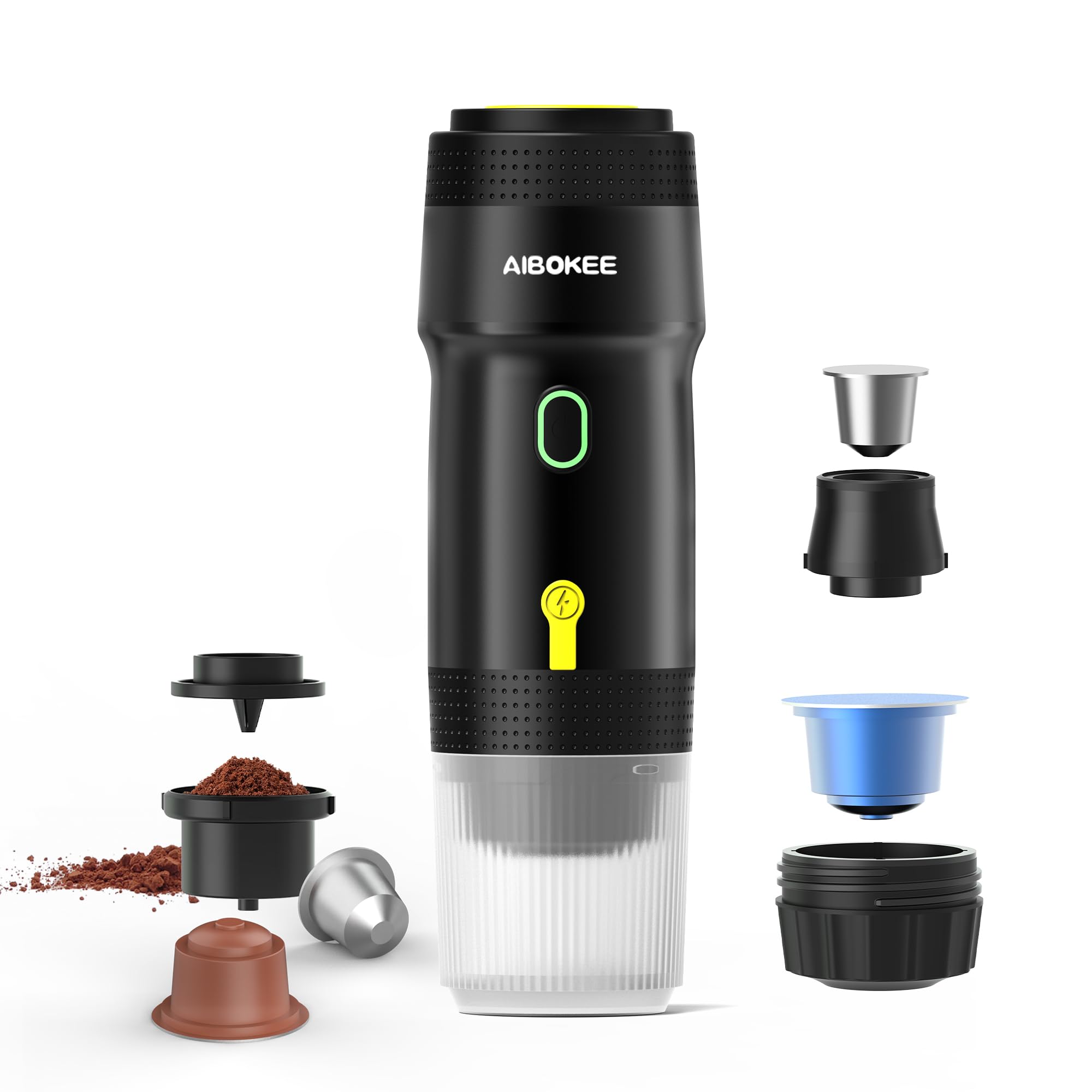 Portable Electric Espresso Machine - USB Rechargeable Travel Coffee Maker for Camping, Hiking, RV & Office - 3-in-1 Extraction for 8g Coffee Powder, Nespresso & Small Capsules - Compact Self-Heating Car Coffee Maker for Outdoor Adventures & Daily Use