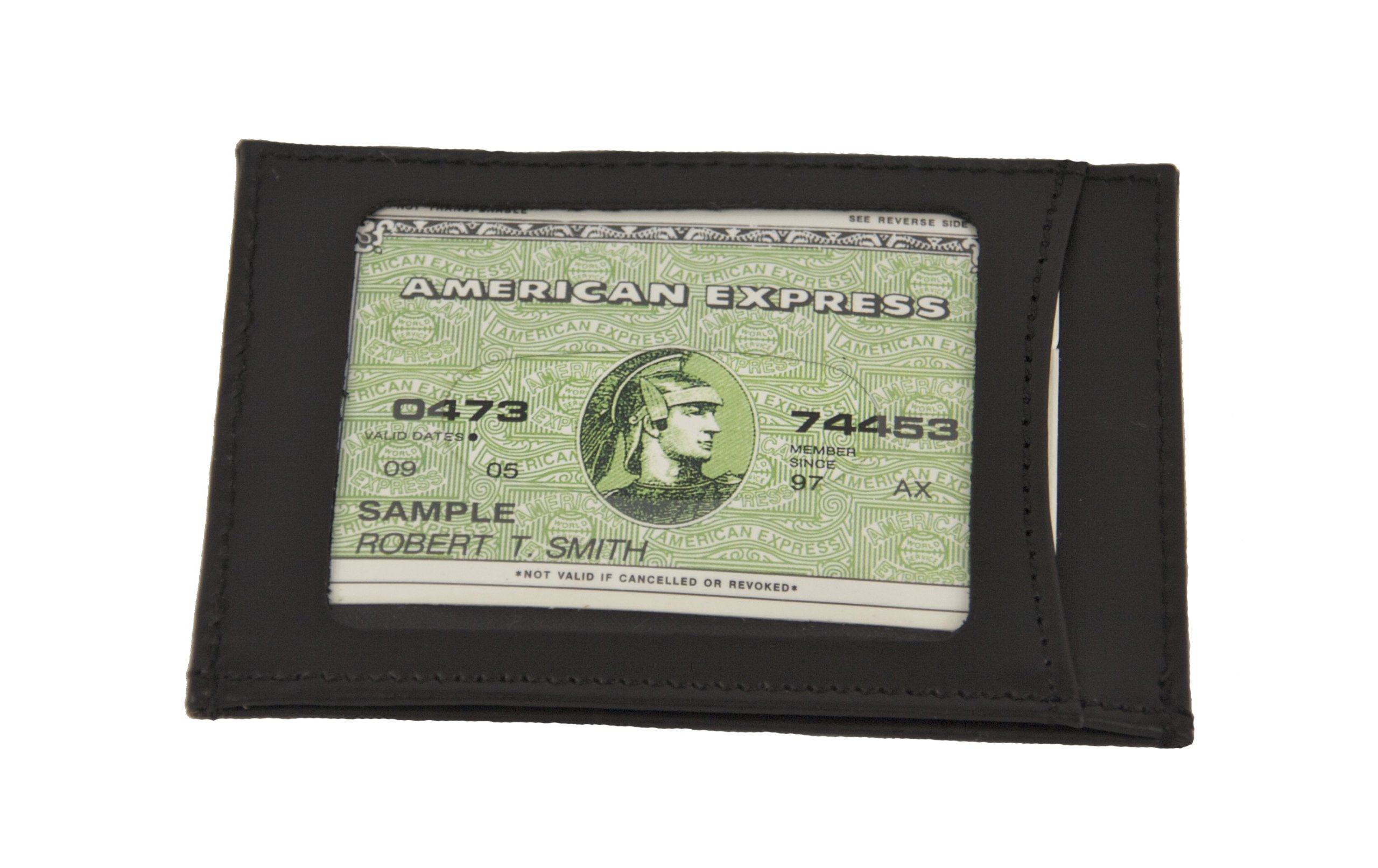Genuine Leather Money Clip Wallet with ID Window - Slim RFID Blocking Bifold Wallet for Men - Perfect for Business, Travel & Everyday Carry (Black)