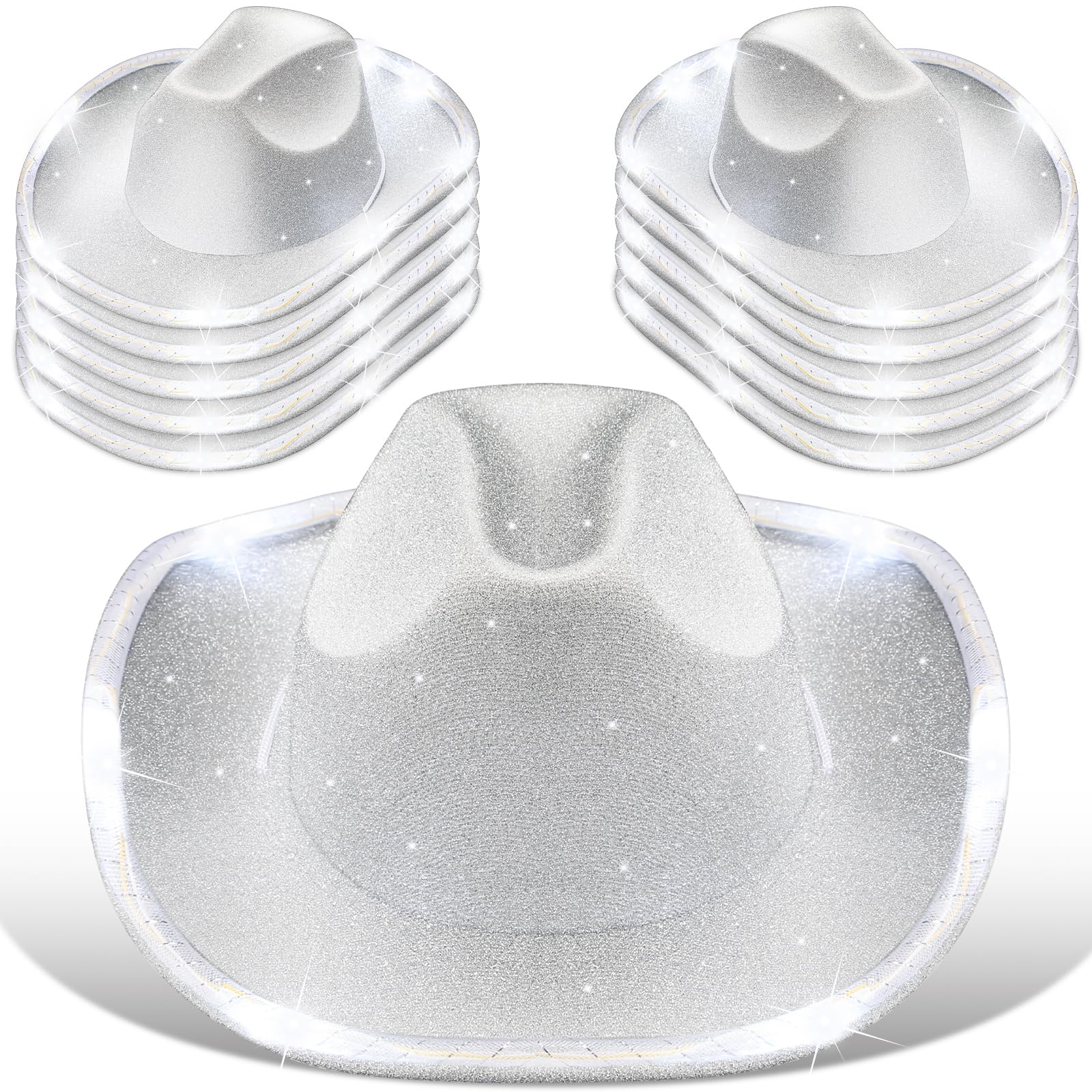 LED Cowboy Hat Flashing Lights - 10 Pcs for Western Role Play & Parties
