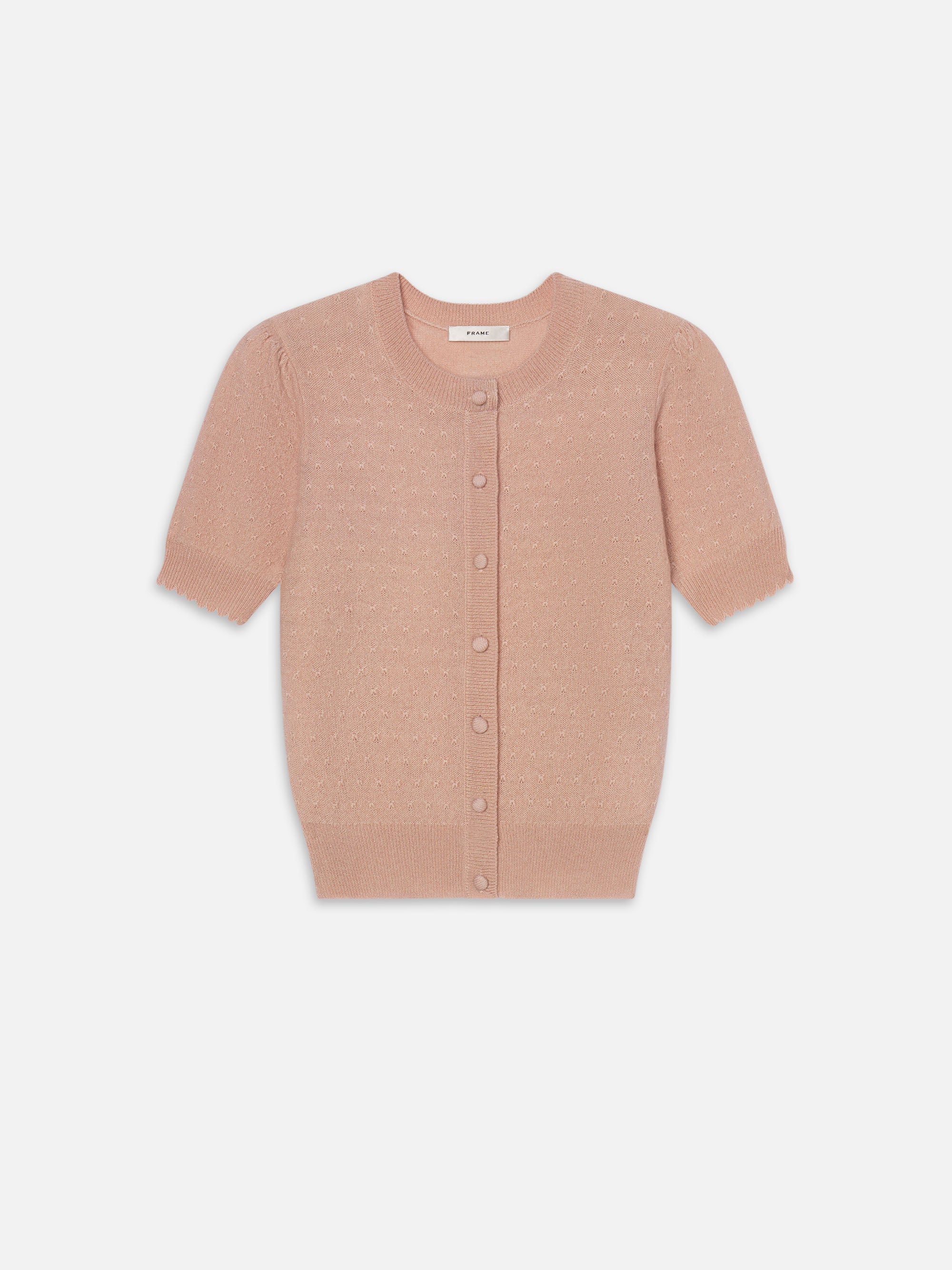 Luxury Cashmere Pointelle Cardigan for Women - Soft Light Pink Knit Sweater | Perfect for Fall Layering, Office Wear & Cozy Evenings