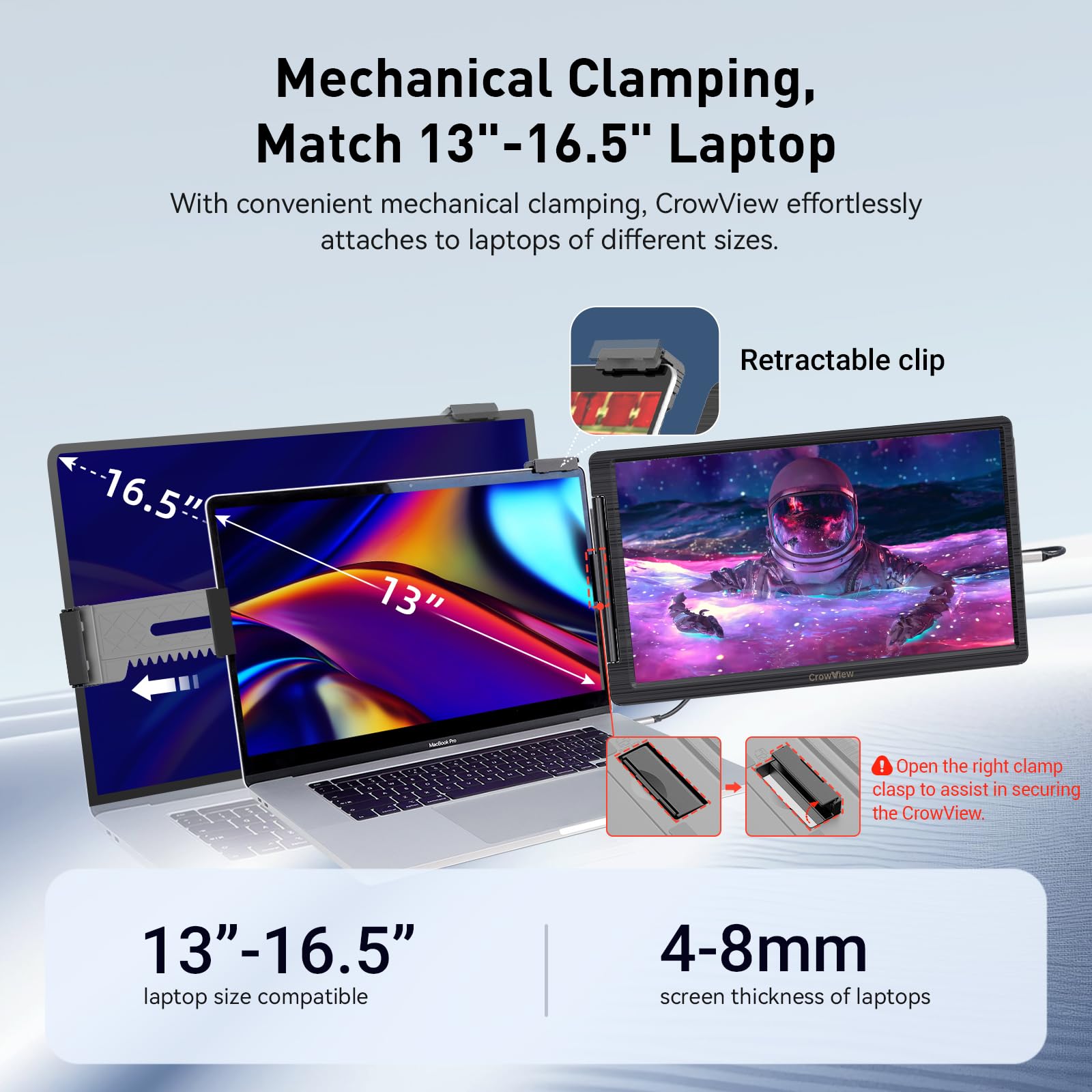 ELECROW 14 Inch Portable Monitor for Laptop - CrowView FHD 1080P USB-C Dual Screen Display, Compatible with Mac Windows Android (13”-16.5” Laptops) - Perfect for Remote Work, Gaming & Multitasking