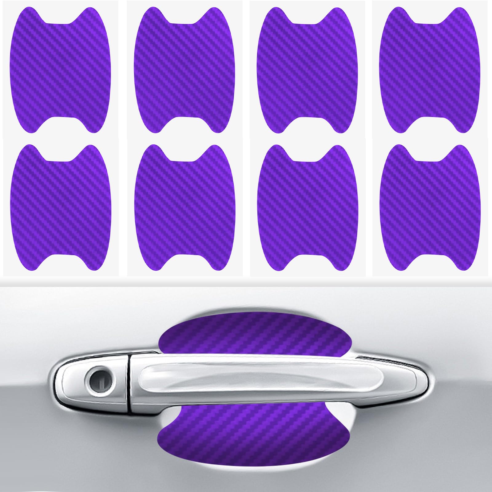 Pincuttee Universal Car Door Handle Protector - 8PC Purple Protective Films & Decals for Scratch Prevention - Perfect for SUVs, Sedans, and Trucks