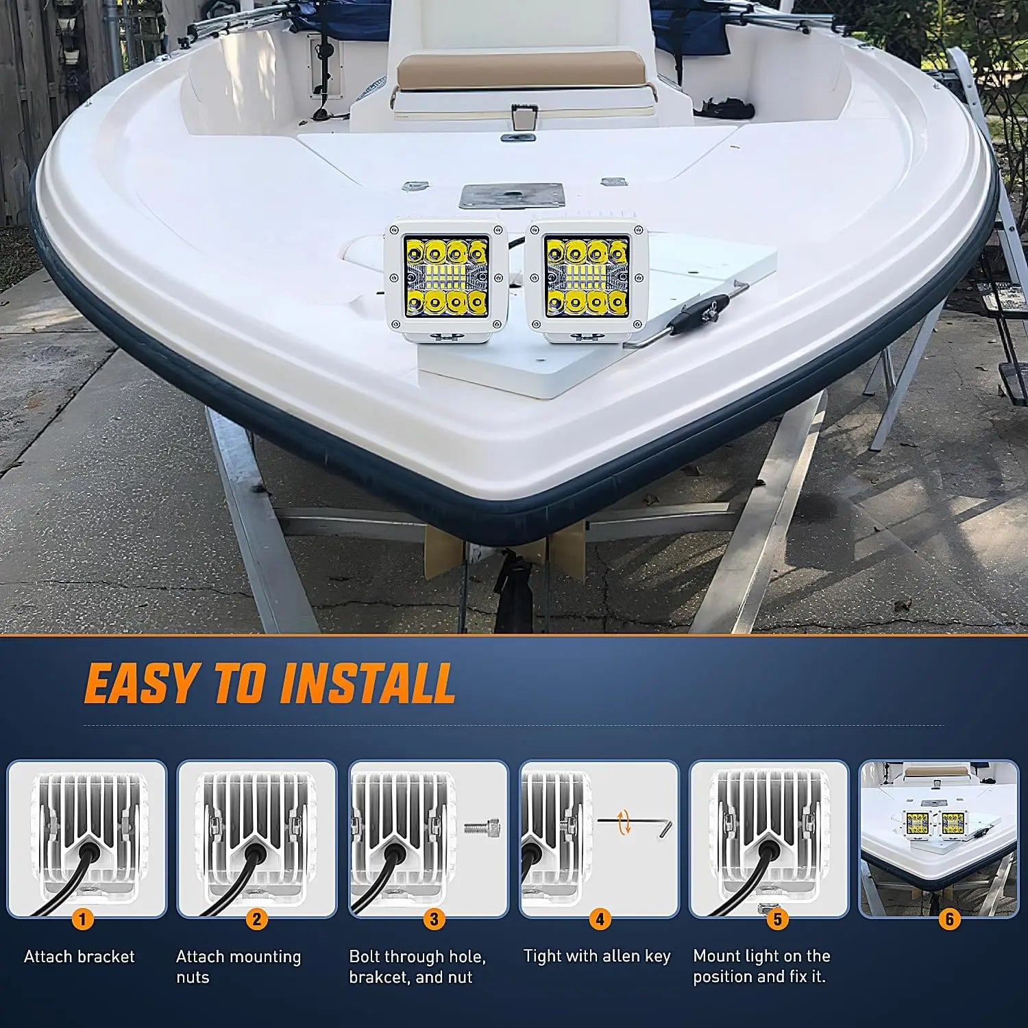 42W 3-Inch LED Work Light Combo - Spot & Flood Beam, White Housing (Pair) - Perfect for Garage, Workshop, and Outdoor Lighting