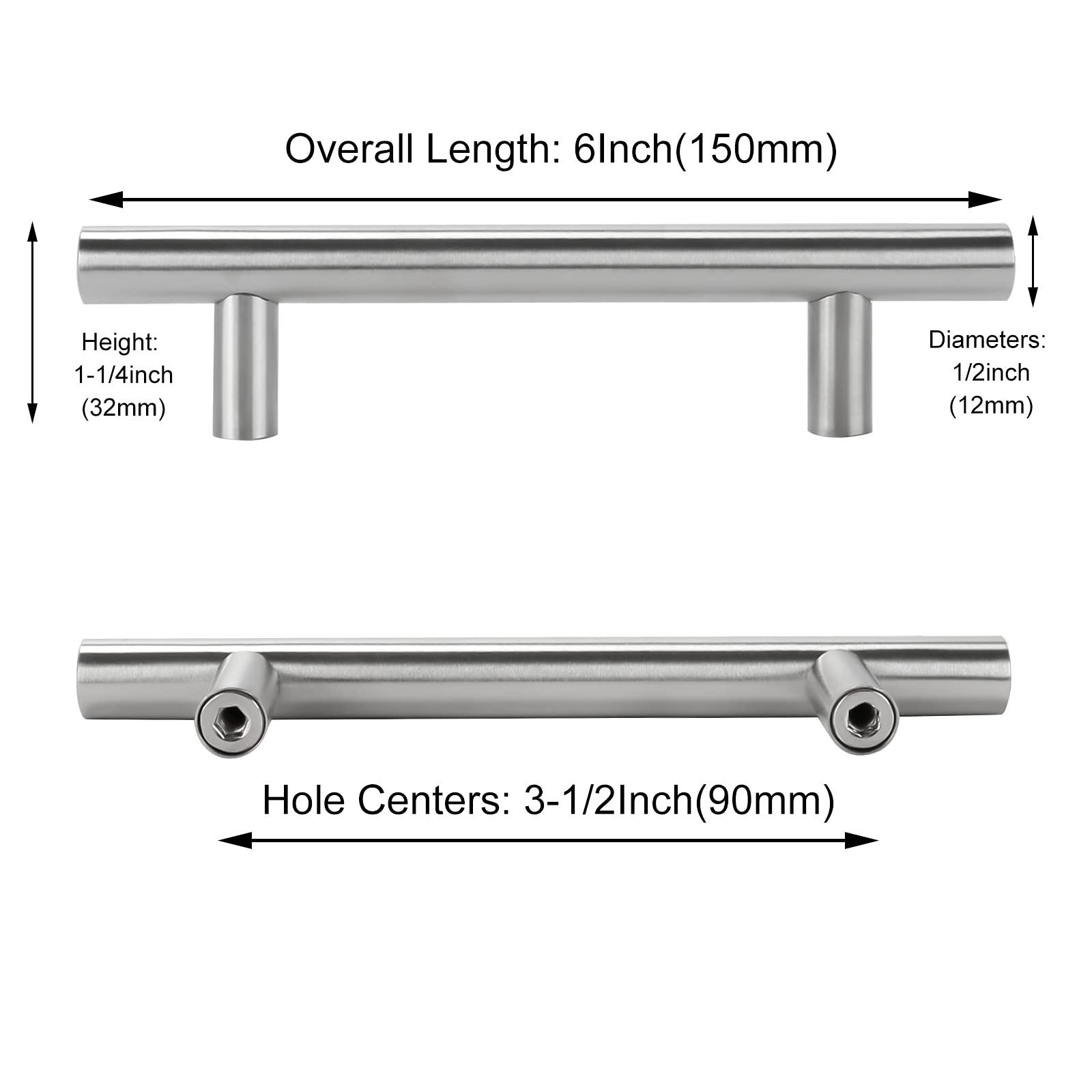 Homdiy Brushed Nickel Drawer Pulls - HD201SN Stainless Steel Kitchen Cabinet Handles, 25 Pack, 3.5 Inch Hole Centers for Dresser, Wardrobe & Furniture Drawers - Perfect for Home Renovation & DIY Projects