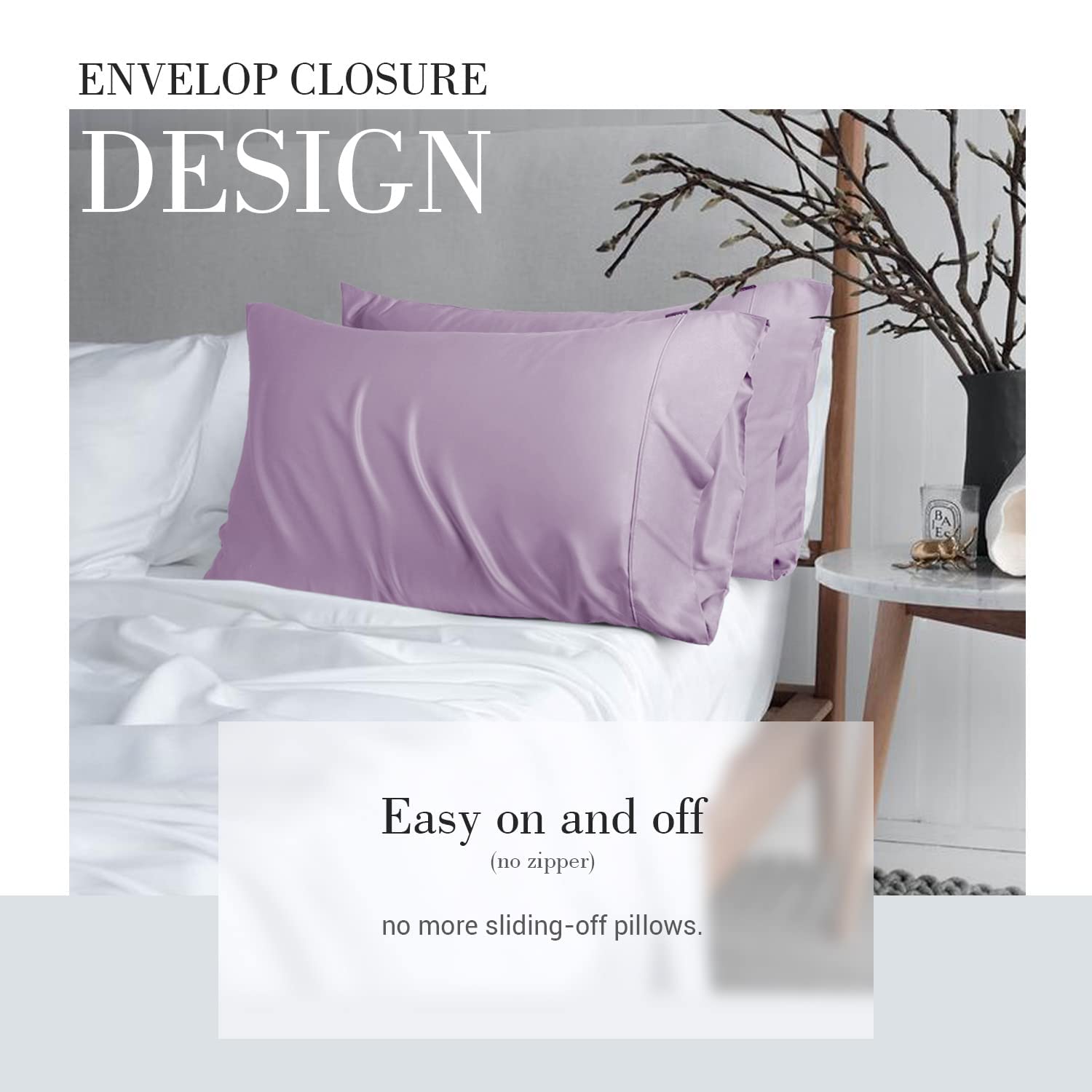 Light Purple Cooling Pillowcases - 2 Pack (20x36 Inches) for Hot Sleepers & Night Sweat Relief - Breathable & Soft Bedding for Better Sleep