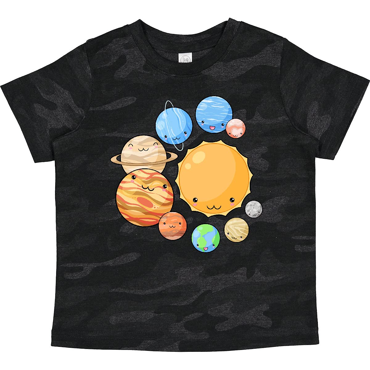 Inktastic Cute Sun and Planets Graphic Toddler T-Shirt - Soft Cotton Tee for Boys & Girls - Fun Space Theme Outfit for Kids Playdate & Preschool Activities