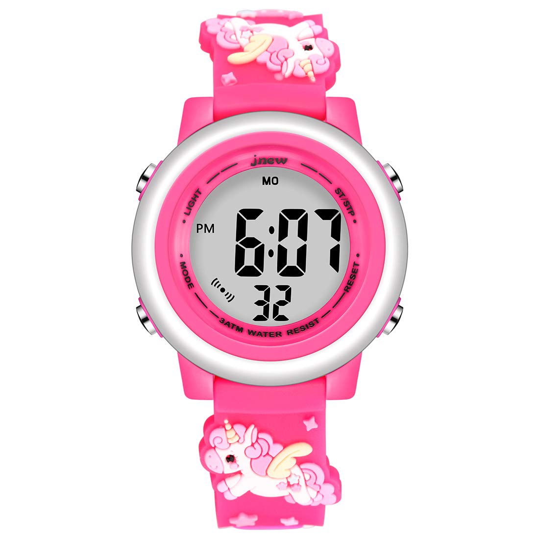 **Kids Digital Sports Watch for Boys & Girls - Waterproof LED Timer with 7 Color Backlight, 3D Cartoon Silicone Band - Perfect for Outdoor Play, Swimming & School Activities**
