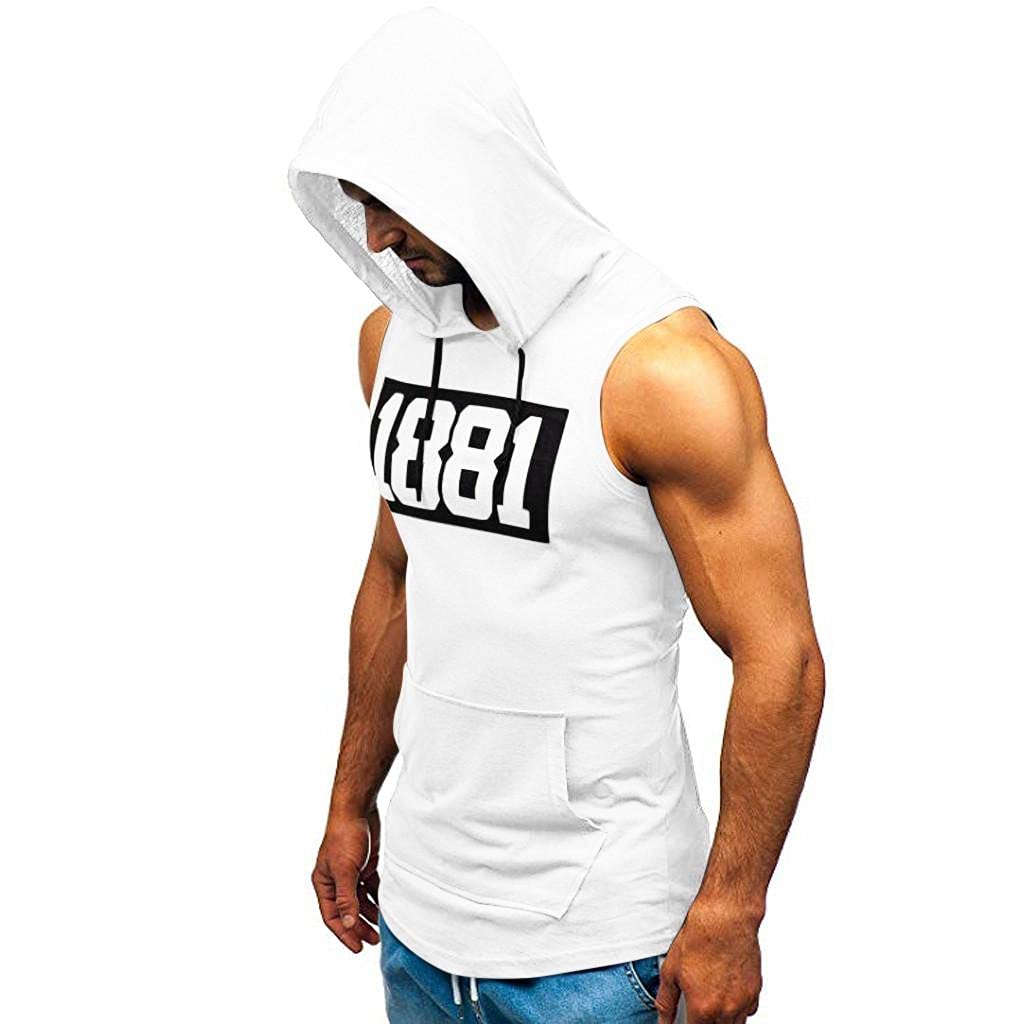 Men's Sleeveless Hoodie Tank Tops - Workout Muscle Shirt for Bodybuilding & Fitness - Breathable Stringer Vest Tee for Gym, Running & Summer Outdoor Activities
