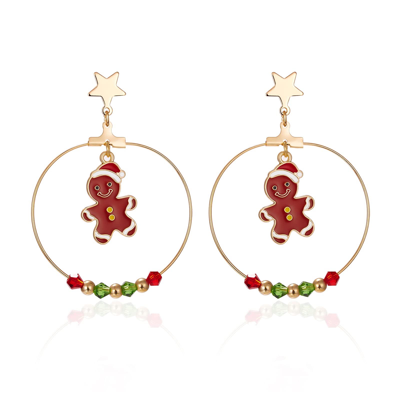 Christmas Tree Snowman Bell Snowflake Dangle Drop Earrings for Women & Girls - Holiday Party Stud Earrings - Perfect for Christmas Gifts, Festive Outfits & Seasonal Celebrations