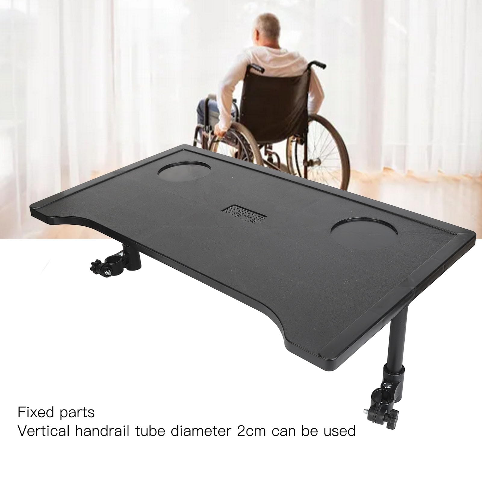 Universal Wheelchair Tray Table with Cup Holder - Adjustable Wheelchair Desk for Eating, Reading & Writing - Fits Most Wheelchairs - Perfect for Meals, Work & Activities