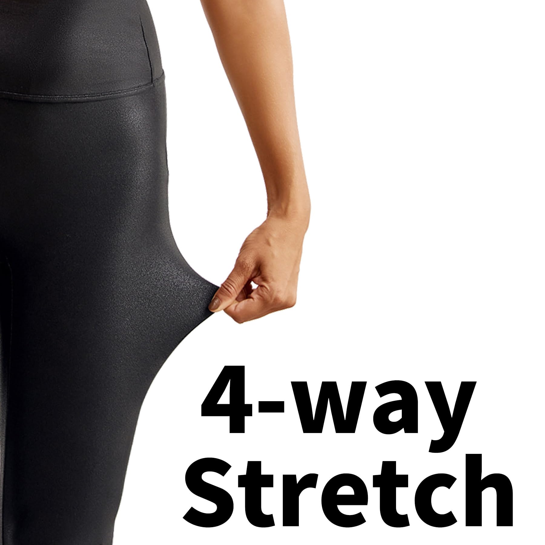 Women's Faux Leather Leggings - High Waisted Stretch Tummy Control Black Pleather Pants | Perfect for Work, Night Out & Casual Wear