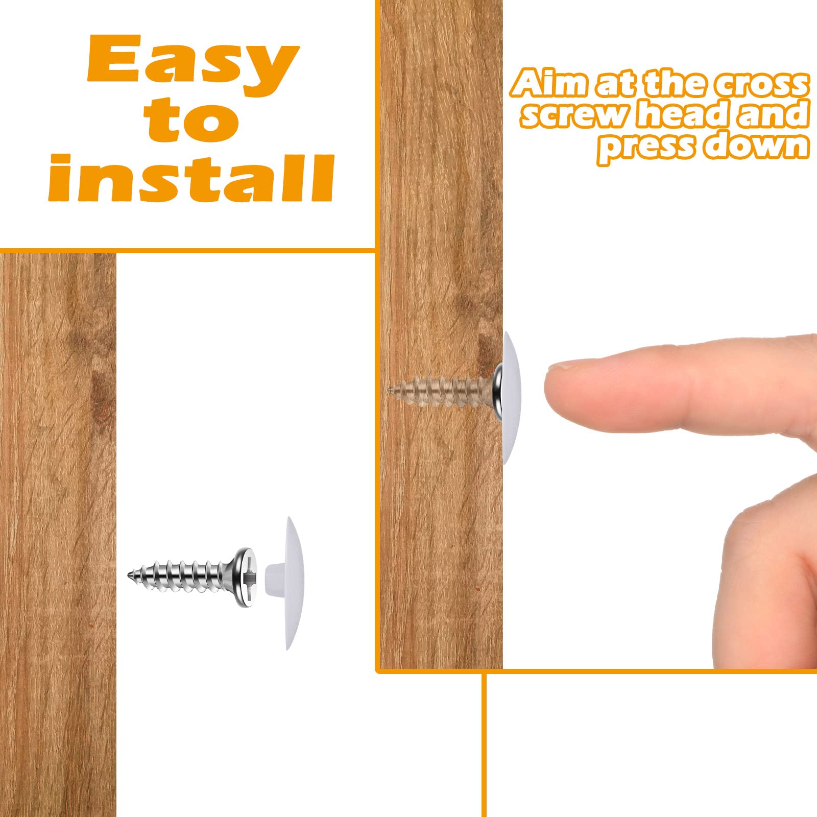 Eersida 100 Pcs White Screw Caps & 580 Pcs Self-Adhesive Furniture Hole Covers - Plastic Self-Tapping Screw Caps & Wood Furniture Hole Stickers for DIY Home Repair, Cabinet, Table, and Chair Maintenance