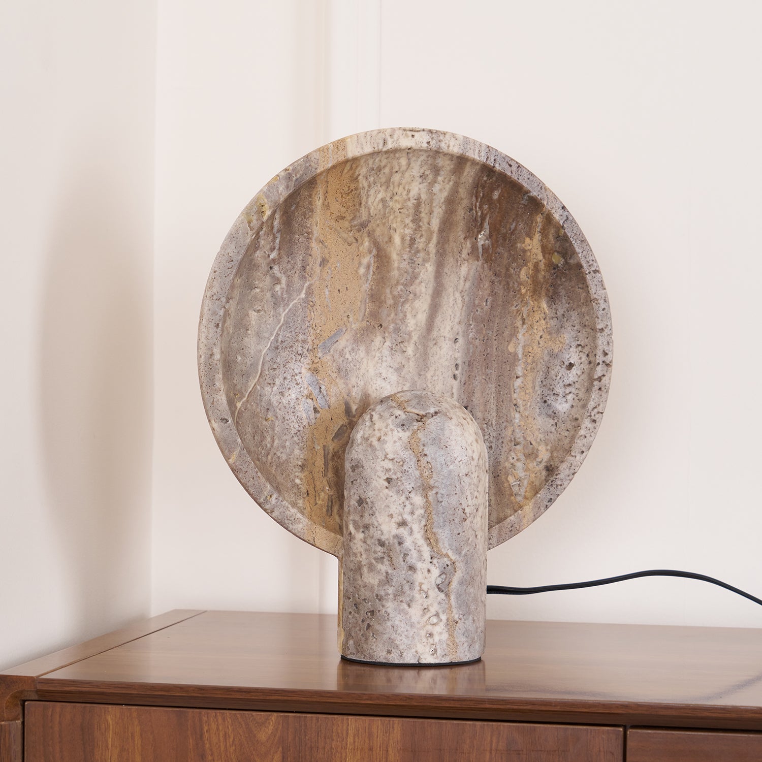 Eclipse Stone Table Lamp - Natural Stone Base, Modern Bedside Lighting for Living Room, Bedroom & Office Decor