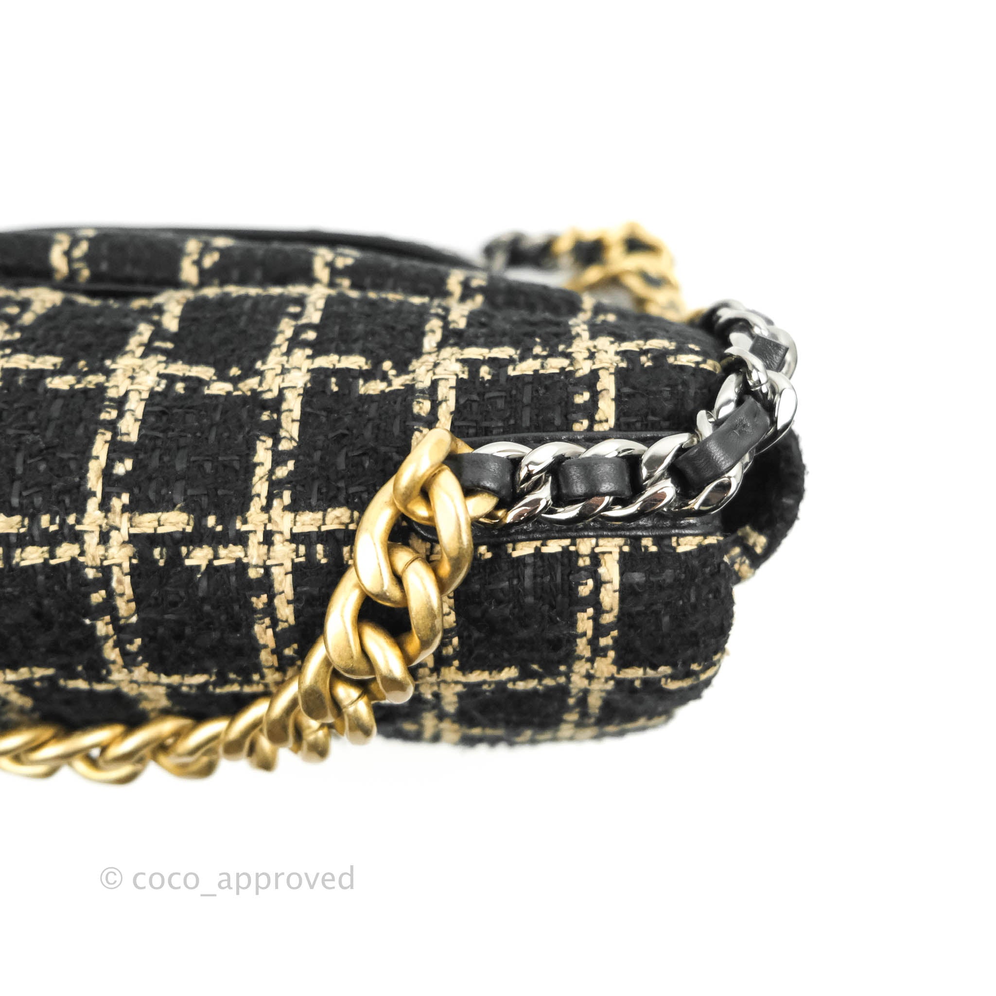 Chanel 19 Medium Handbag in Beige & Black Tweed with Mixed Hardware - Luxury Designer Shoulder Bag for Women, Perfect for Work, Evening Events & Travel