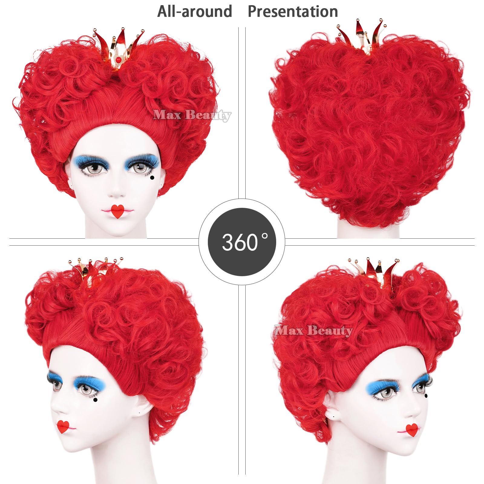 LABEAUTÉ Queen Wig with Crown - Heat Resistant Synthetic Hair Costume Wig for Women & Girls - Perfect for Halloween, Christmas Parties, Cosplay & Themed Events