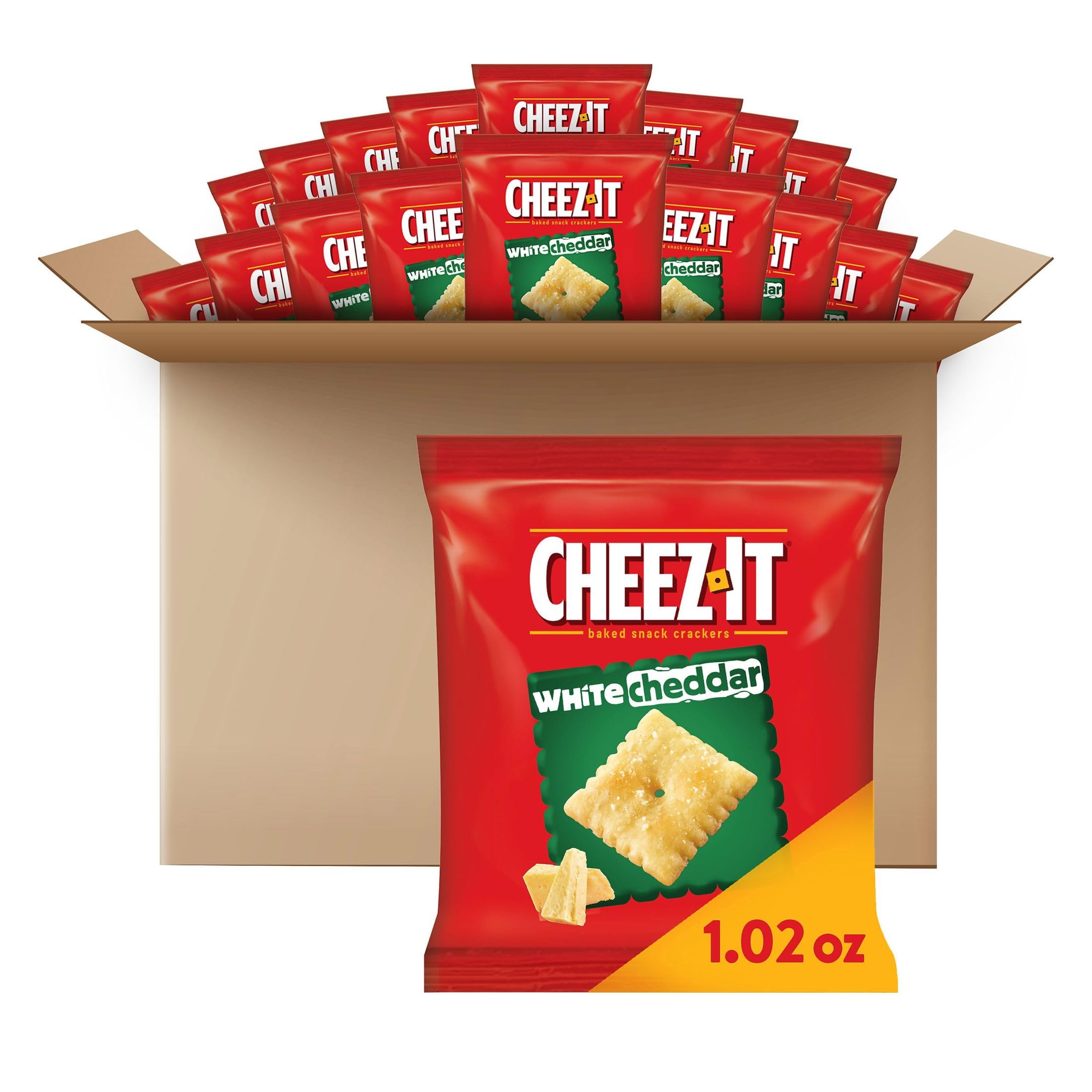 Cheez-It White Cheddar Baked Cheese Crackers - 40 Individually Wrapped Packs - Perfect for Lunch Boxes, Office Snacks & On-the-Go Munching