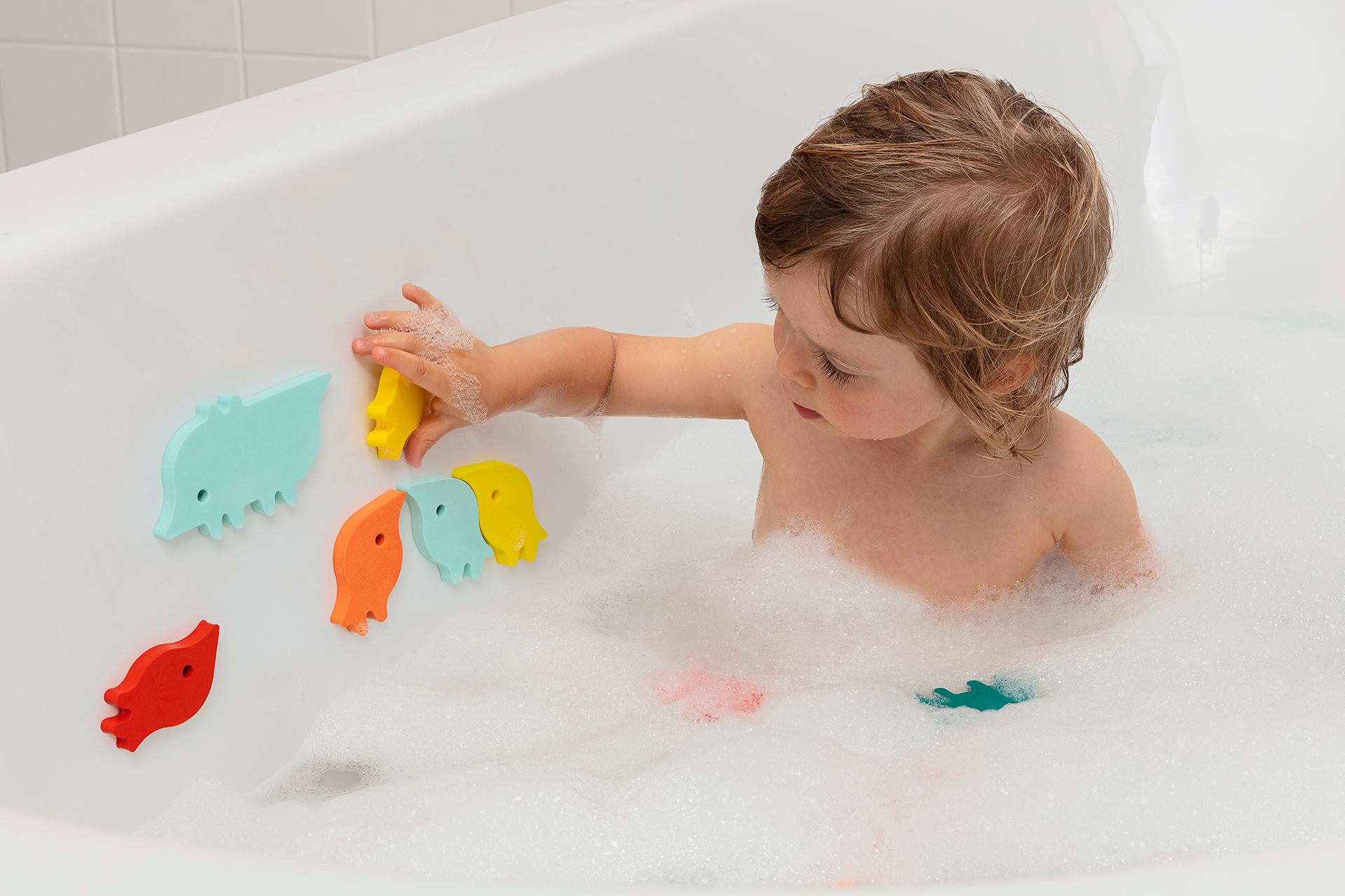 Quut Soft Foam Bath Puzzle - Animal Parade Toy for Toddlers | Non-Toxic, Waterproof Bathtub Toys for Kids | Fun Learning & Sensory Play During Bath Time