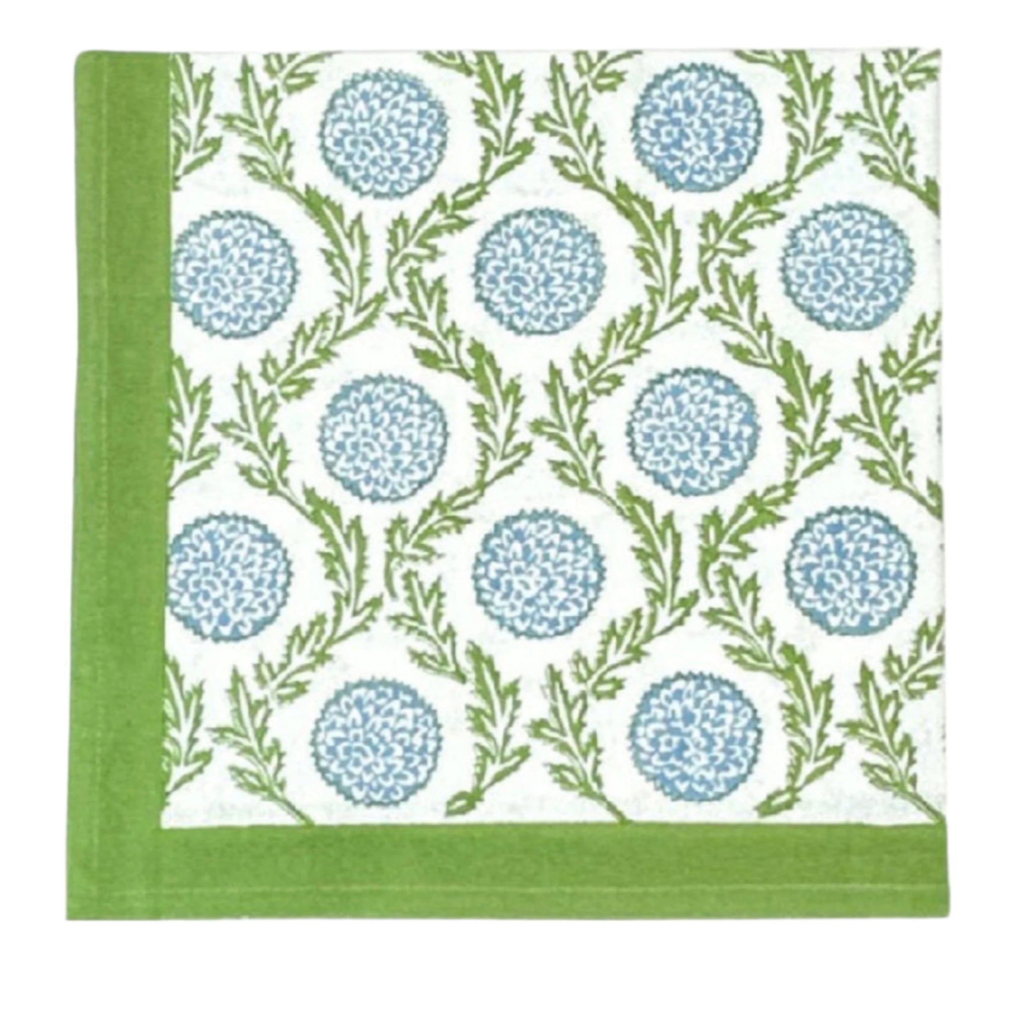 Blue and Green Floral Vine Napkins - Set of 4 for Dining Table Decor, Wedding, Party, and Home Decor