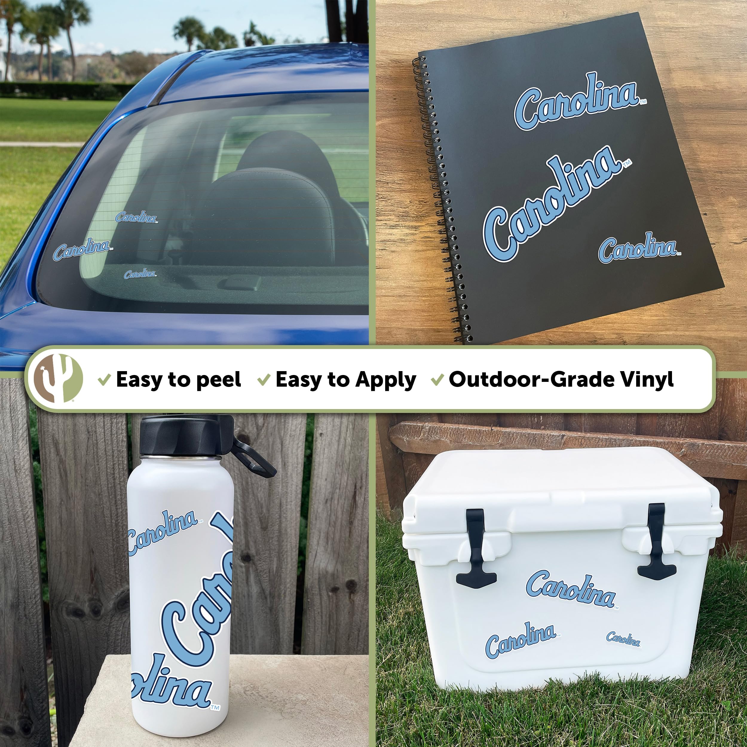 UNC Chapel Hill Tar Heels Vinyl Decals - Desert Cactus Design Stickers for Laptop, Water Bottle, Car & Scrapbook - Perfect for College Students, Alumni & Fans (Type 3-7)