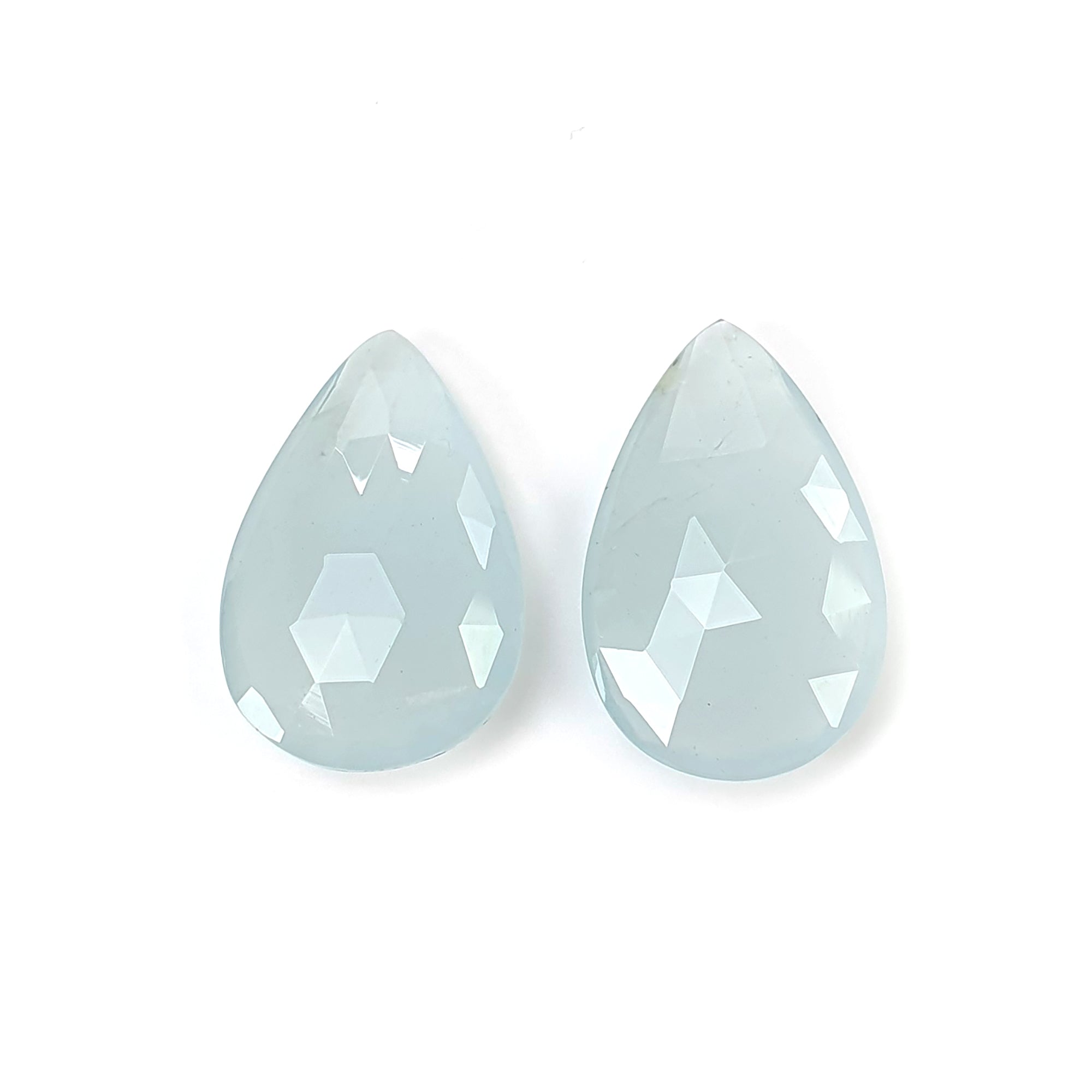 Natural Untreated Blue Aquamarine Gemstone Rose Cut - 43.00cts Pear Shape Briolette (28*18mm & 29*18mm, 2pcs) | Elegant Jewelry Making, Healing Crystal Collection, Unique Gift for Birthdays & Anniversaries