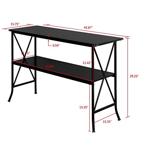 French Country Industrial Console Table with 2 Mesh Shelves - Rustic Iron Hallway Sofa Table, Narrow Sideboard for Living Room & Corridor | Perfect for Entryway Decor, Farmhouse Style Home, Small Space Furniture Solution