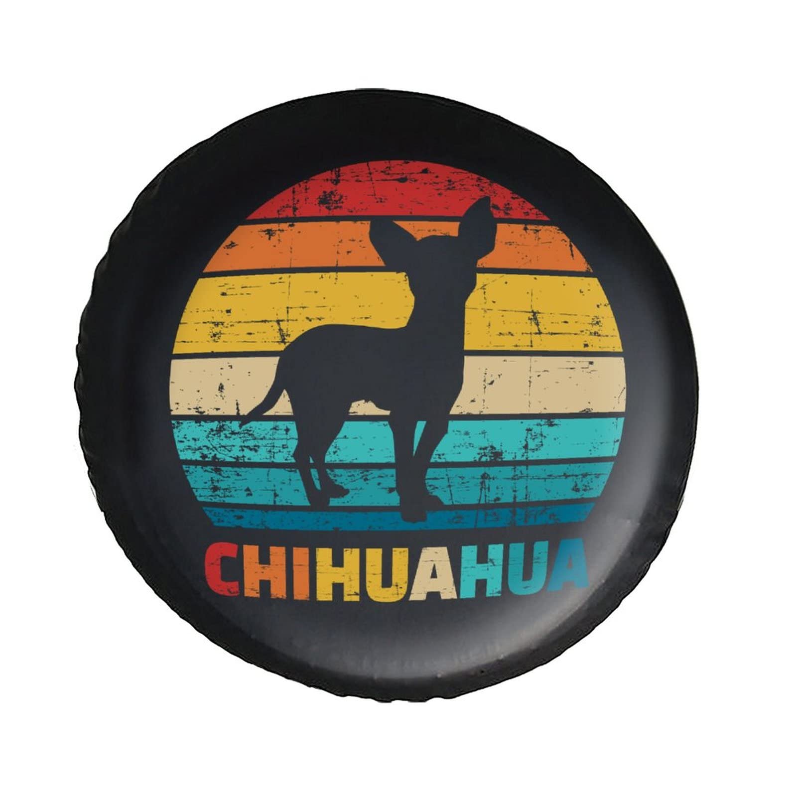 Vintage Chihuahua Dog Design PU Leather Spare Tire Cover - Waterproof Wheel Protector for RV, SUV, Truck & Trailer | Perfect for Road Trips & Outdoor Adventures