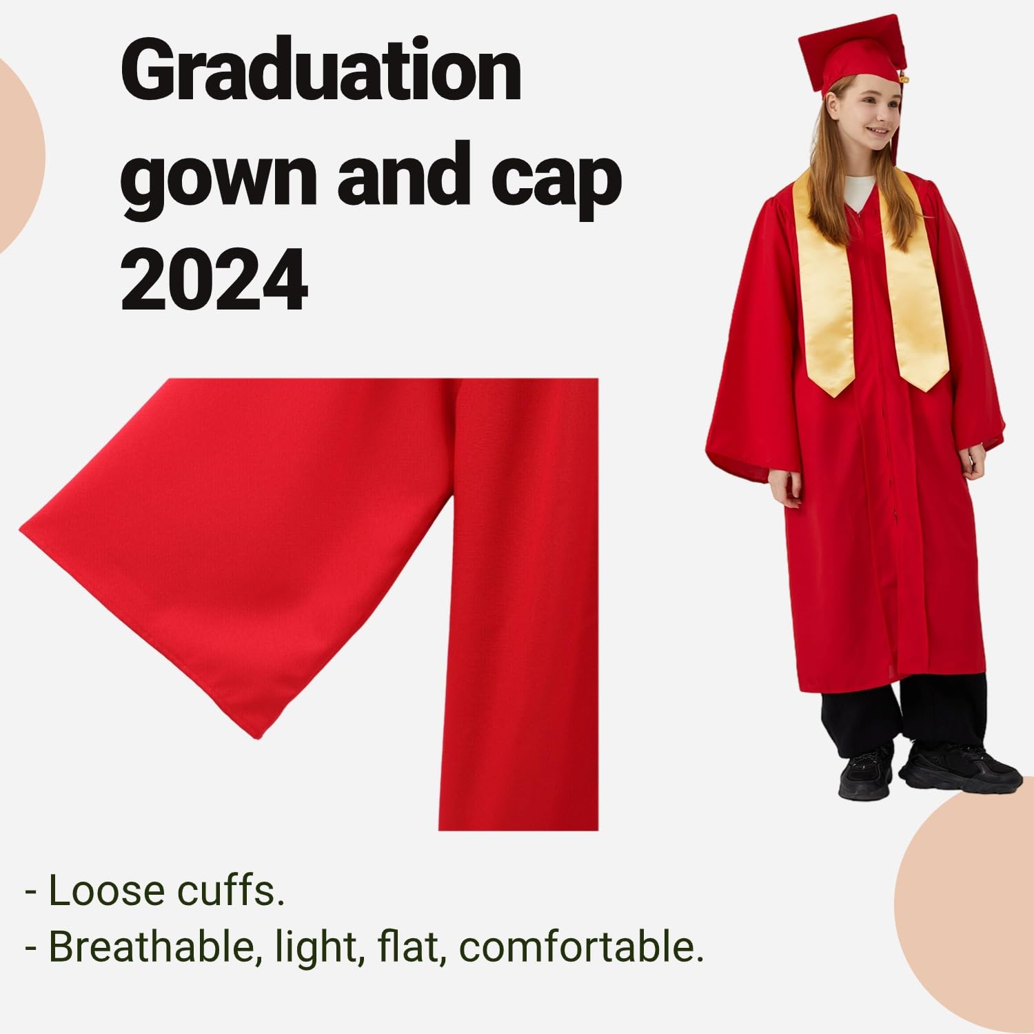 2024-2025 Graduation Gown Set - Matte Finish Unisex Cap & Gown for Adults - Perfect for High School & College Graduation Ceremonies, Photo Shoots & Academic Events
