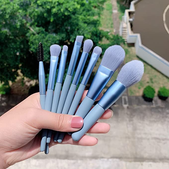 VishBin Professional 8-Piece Mini Makeup Brush Set - Foundation, Powder, Blush & Eyeshadow Brushes for Travel & On-The-Go Makeup Application | Premium Cosmetic Brush Kit for Flawless Blending