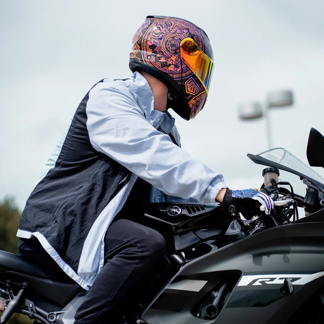 Voss 580 Conquest Gloss Neon Mandala Full Face Motorcycle Helmet - DOT Approved for Men & Women - High Visibility Design for Safe Riding - Perfect for Street Bikes, Cruisers & Commuting