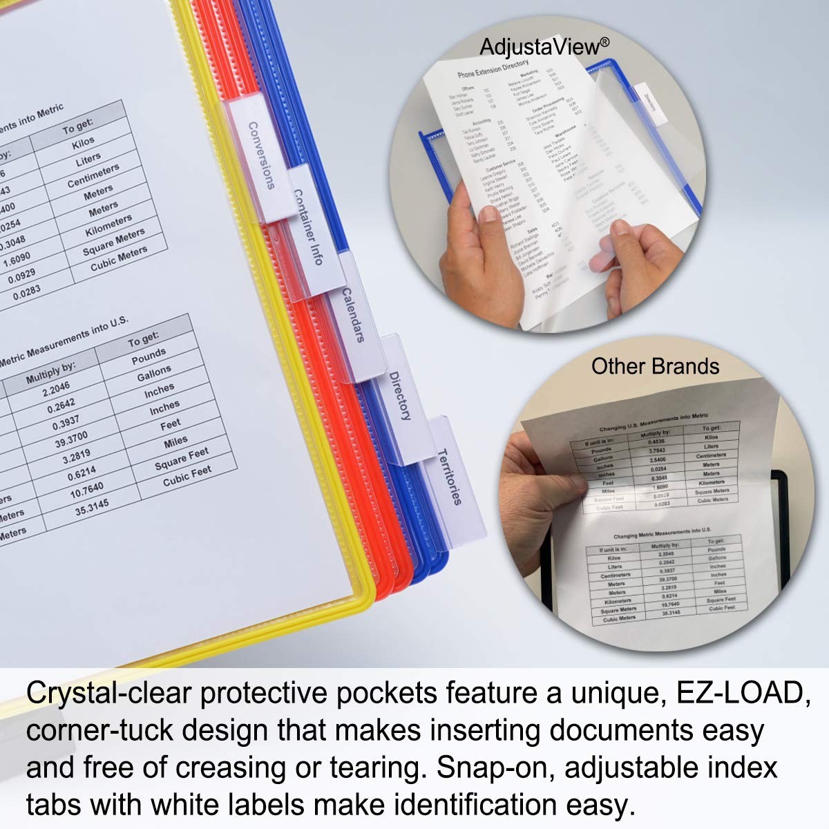 Ultimate Office AdjustaView 10-Pocket Desk Organizer with Storage Base | Holds 20 Sheets of Paper | Includes EZ-Load Pockets & Fast Find Index Tabs (Colored) | Perfect for Home Office, School, and Workplace Organization